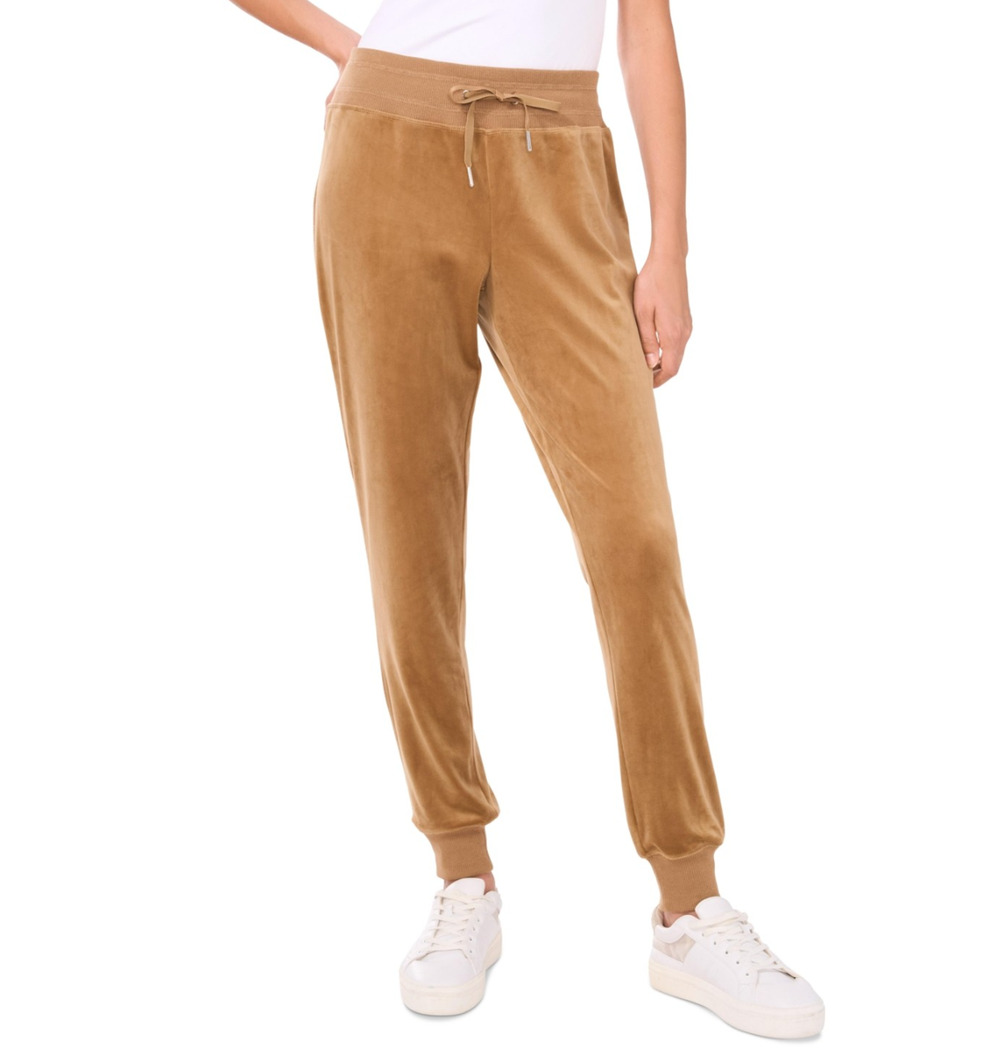 Vince Camuto Women Velour Drawstring Waist Jogger Pants Camel Size XL